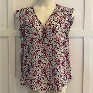 Loft Flutter Sleeve Floral Blouse